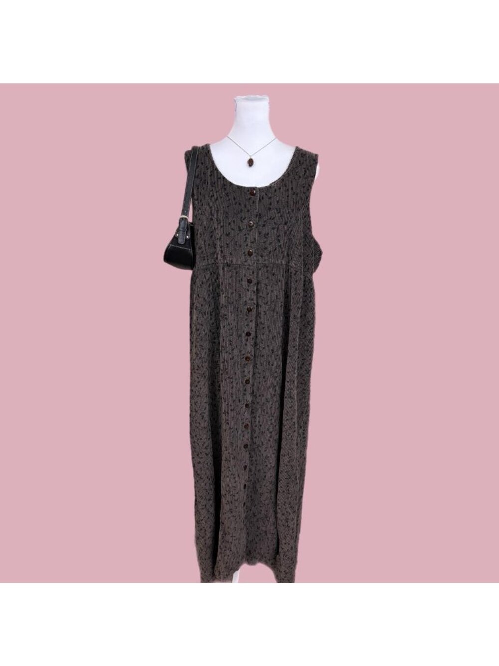 90s brown corduroy cottagecore jumper dress